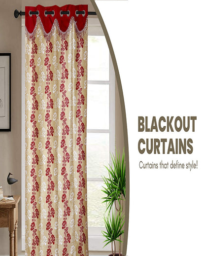 Printed Polyester Door Curtains | Multiple Colors | Set of 3 |  49 x 84 inches (7 feet)