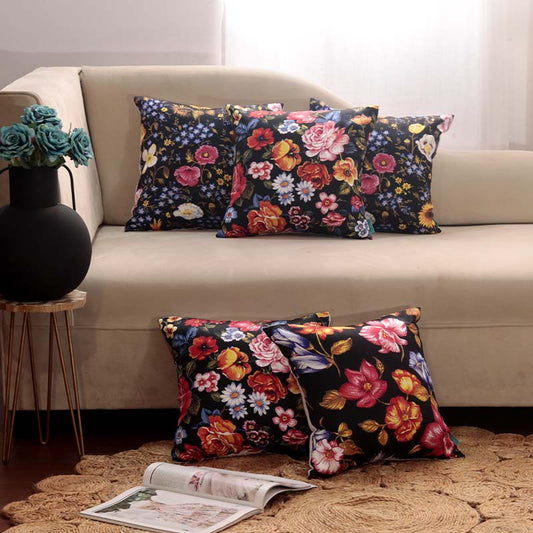 Black Blossom  Cushion Covers | Set Of 5 Default Title
