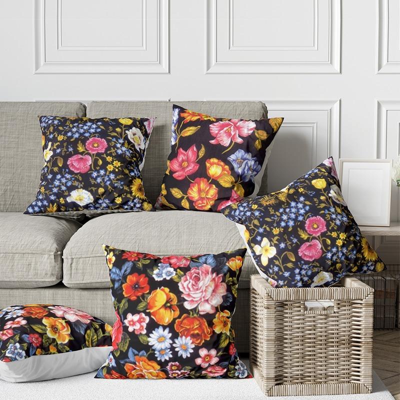 Black Blossom  Cushion Covers | Set Of 5 Default Title