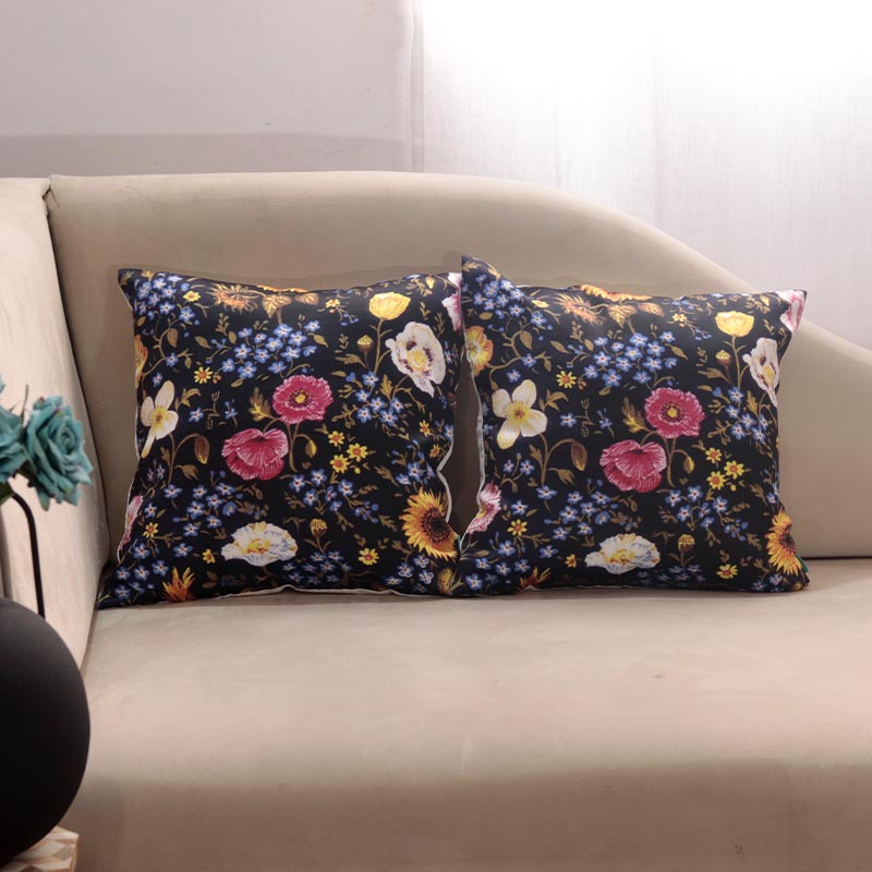 Black Blossom  Cushion Covers | Set Of 5 Default Title