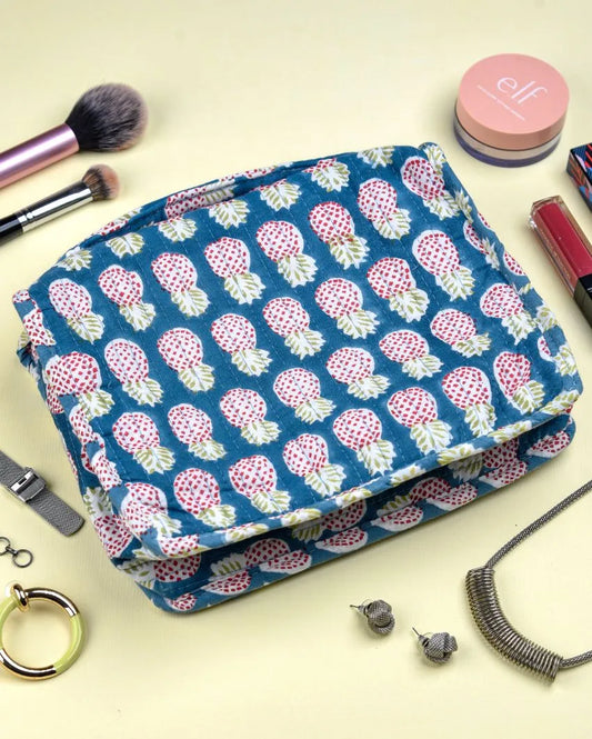 Pineapple Charm Block Printed Jewellery & Travel Organizer