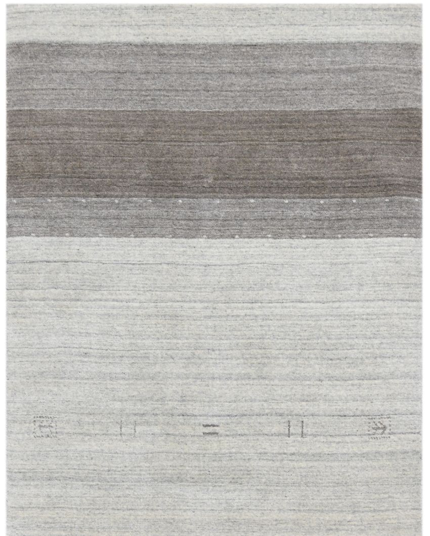 Light Grey Wool & Viscose Blend Hand Woven Carpet | 5x3, 8x5, 6x4 ft 6 x 4 ft