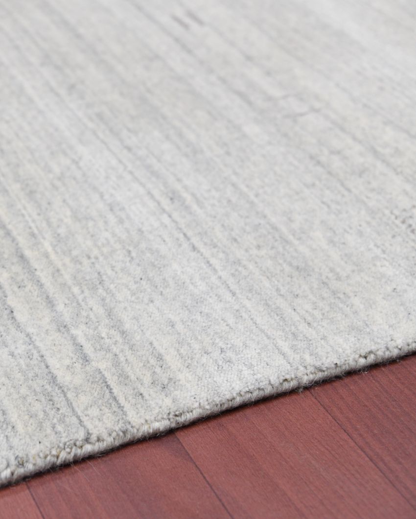 Light Grey Wool & Viscose Blend Hand Woven Carpet | 5x3, 8x5, 6x4 ft 6 x 4 ft