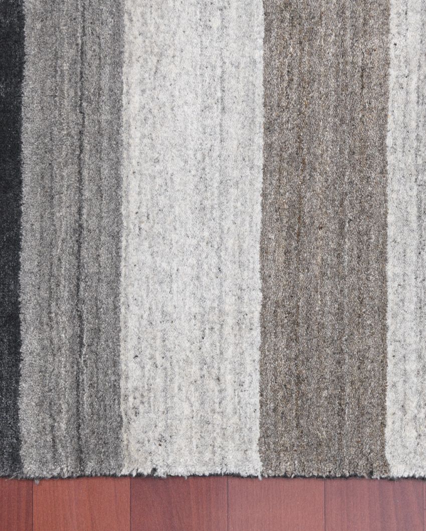 Charcoal Blend Hand Woven Wool & Viscose Carpet | 5x3, 6x4 ft 5 x 3 ft