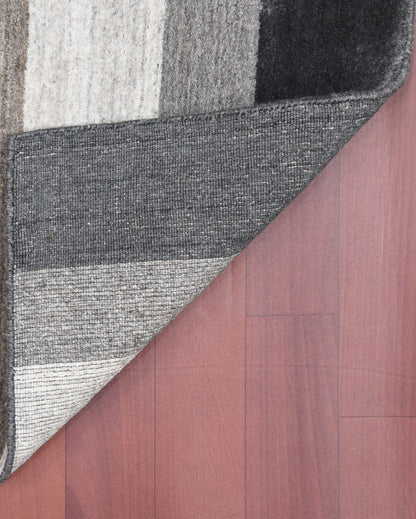 Charcoal Blend Hand Woven Wool & Viscose Carpet | 5x3, 6x4 ft 5 x 3 ft