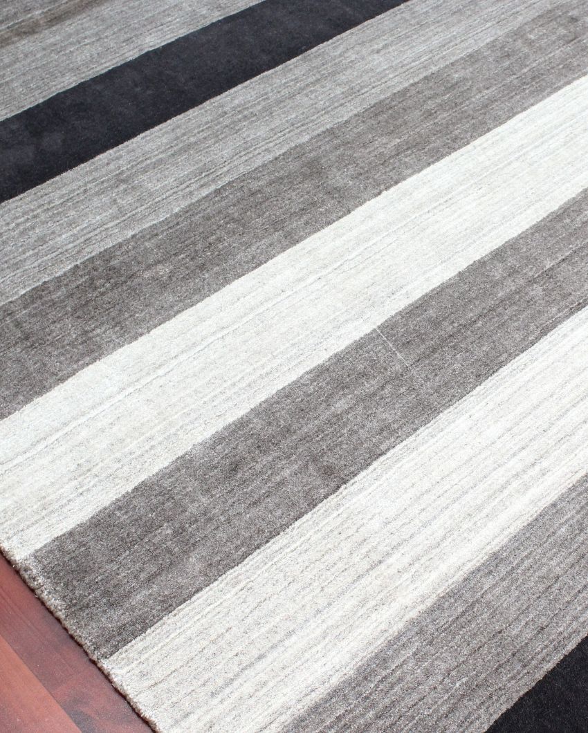 Blend Hand Woven Wool & Viscose Carpet | 8x5 ft Charcol