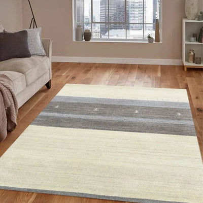 Ivory Wool & Viscose Blend Hand Woven Carpet