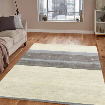 Ivory Wool & Viscose Blend Hand Woven Carpet