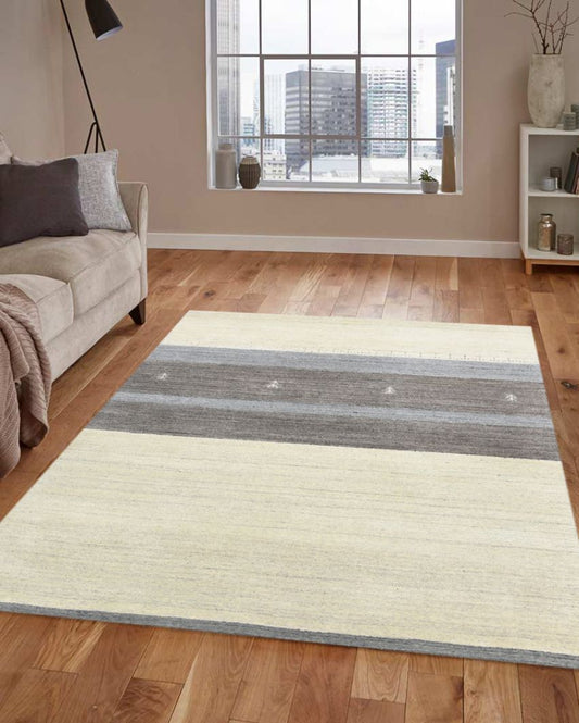 Ivory Wool & Viscose Blend Hand Woven Carpet | 6x4, 5x3, 8x5 ft 6 x 4 ft