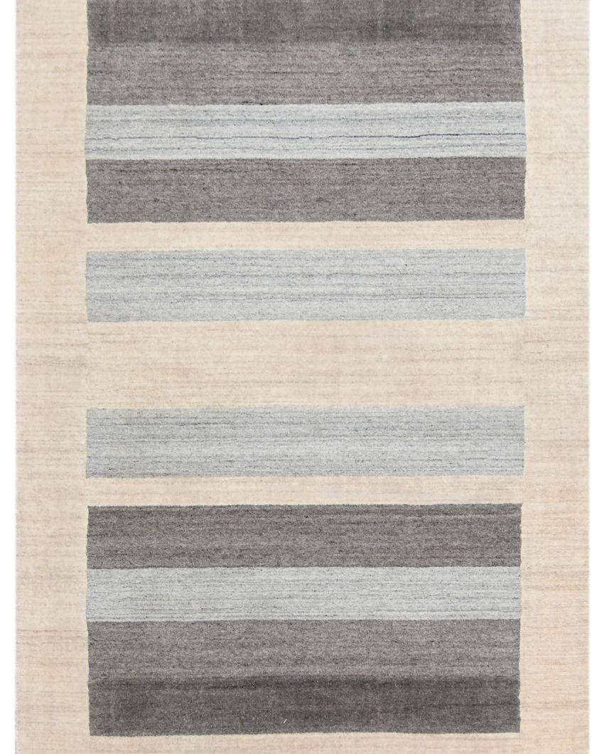 Ivory Blend Hand Woven Wool & Viscose Carpet | 5x3, 6x4 ft 5 x 3 ft