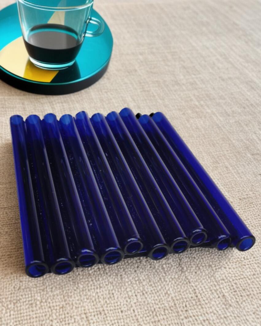 Brilliant Blue Handblown Glass Flute Style Coaster