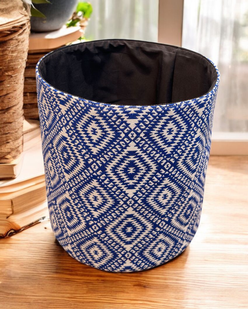 Elegant Storage Jacquard Weave Cotton Basket | 14 x 12 x 14 inches