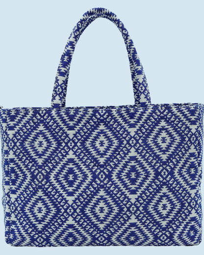 Chic and Timeless Jacquard Weave Cotton Handbag | 14 x 5 x 11 inches