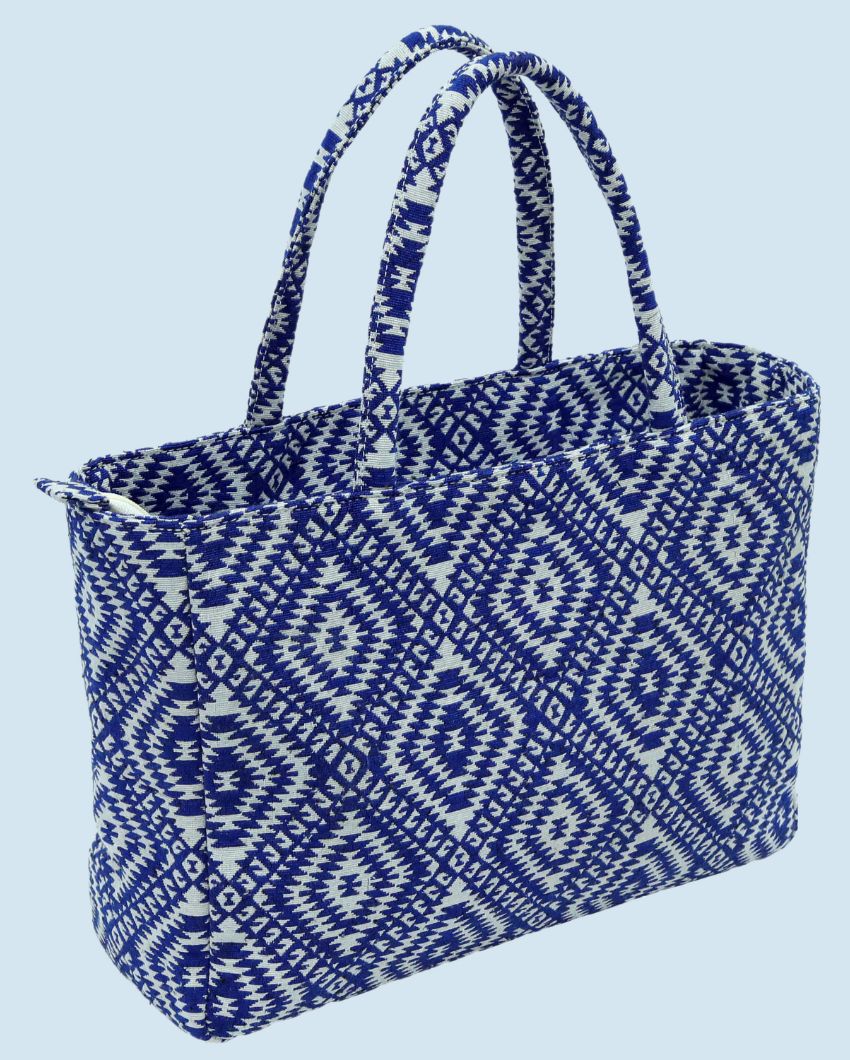 Chic and Timeless Jacquard Weave Cotton Handbag | 14 x 5 x 11 inches