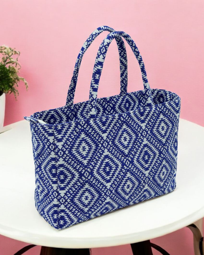 Chic and Timeless Jacquard Weave Cotton Handbag | 14 x 5 x 11 inches