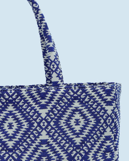 Chic and Timeless Jacquard Weave Cotton Handbag | 14 x 5 x 11 inches