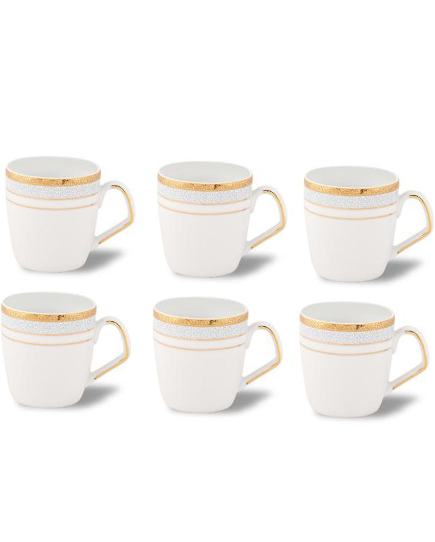 Blue Elegance Porcelain Coffee Mugs | Set Of 6