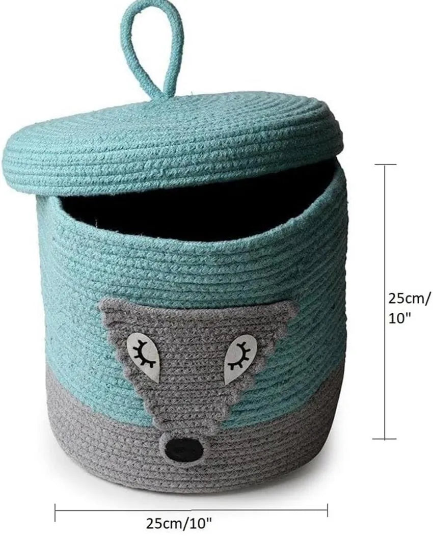 Blue Fox Cotton Lid Storage Basket | 10x10 inches