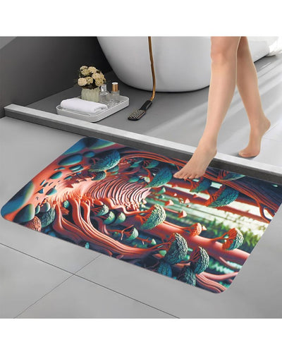 Vibrant Fantasy Forest Multicolor Rubber Bath Mats | Set of 2 | 23 x 15 inches