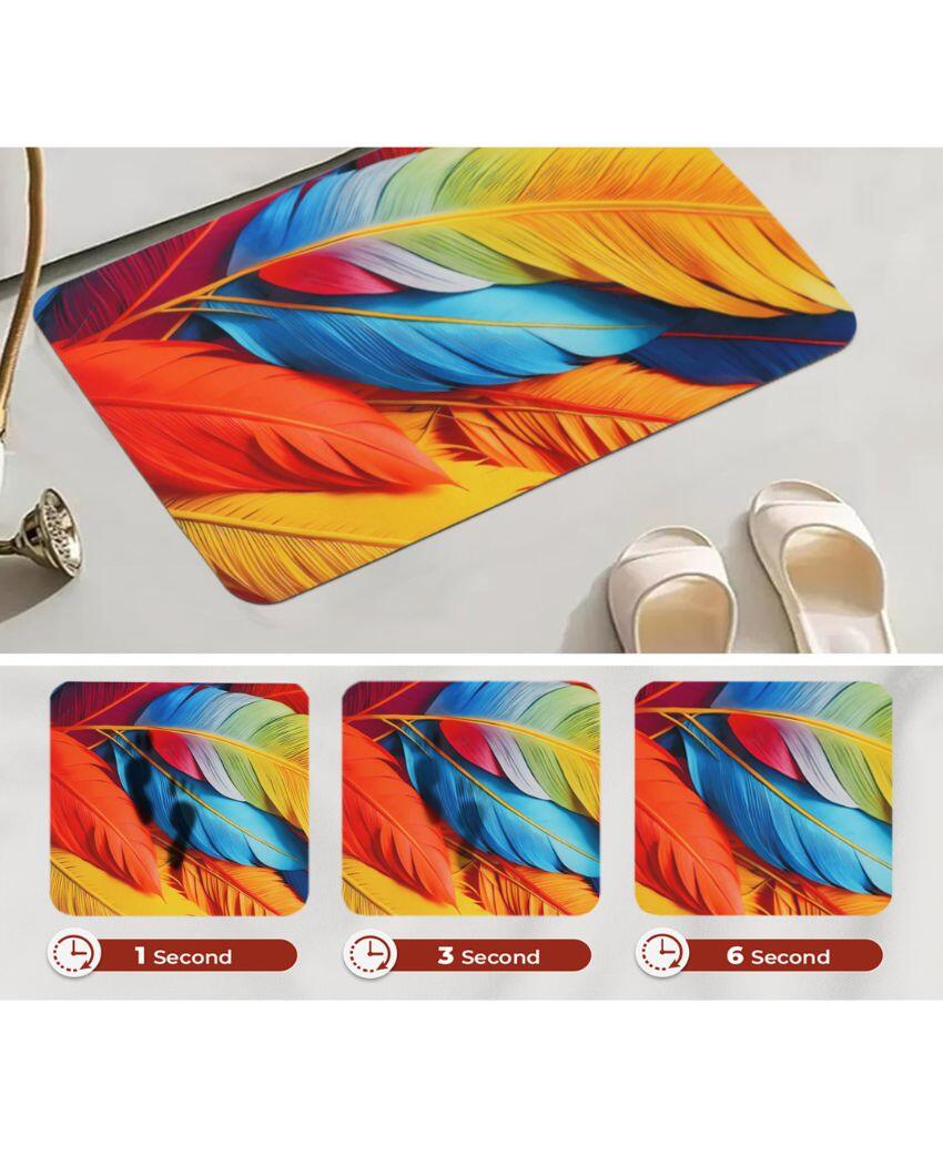 Charming Feathers Multicolor Rubber Bath Mats | Set of 2 | 23 x 15 inches