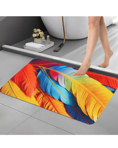 Charming Feathers Multicolor Rubber Bath Mats | Set of 2 | 23 x 15 inches