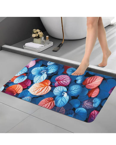 Lush Leafs Multicolor Rubber Bath Mats | Set of 2 | 23 x 15 inches