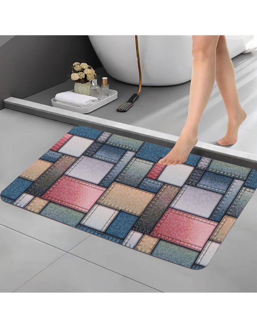 Classic Tiles Multicolor Rubber Bath Mats | Set of 2 | 23 x 15 inches