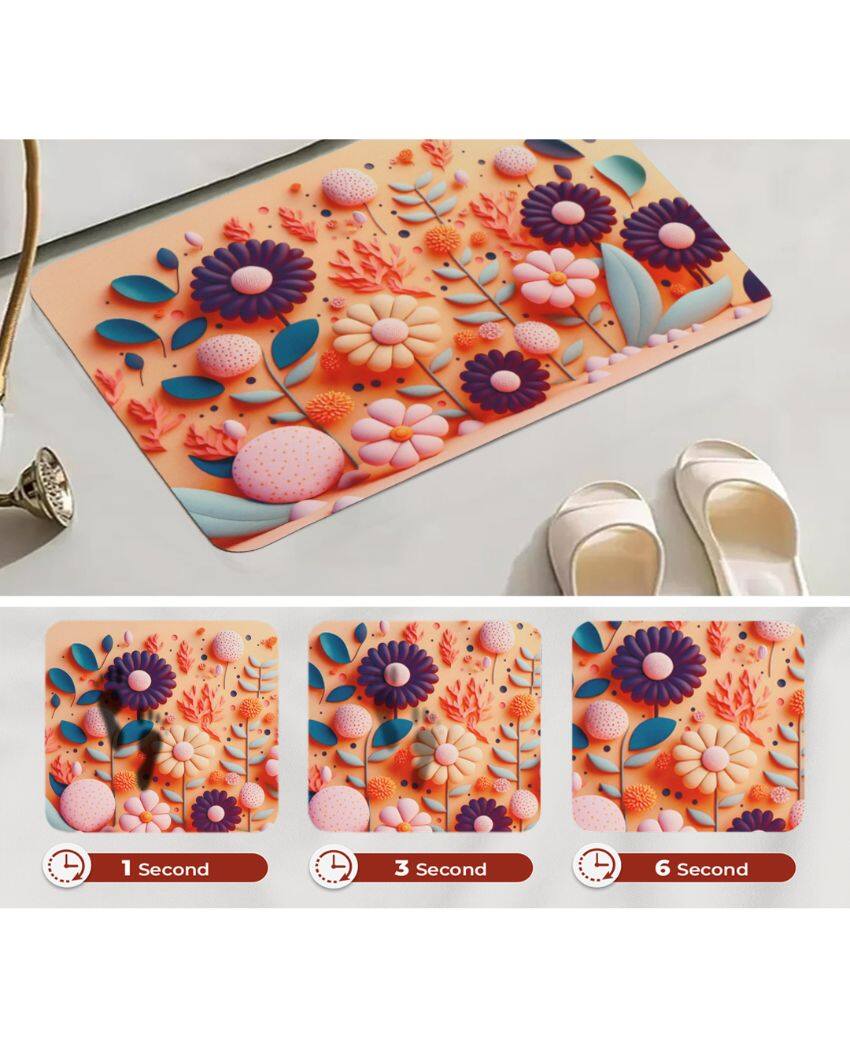 Floral Essence Multicolor Rubber Bath Mats | Set of 2 | 23 x 15 inches