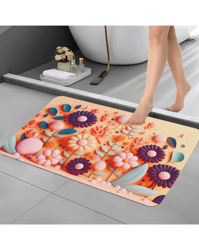 Floral Essence Multicolor Rubber Bath Mats | Set of 2 | 23 x 15 inches