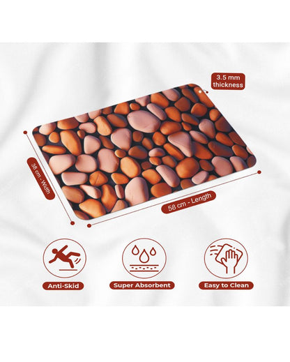 Earthy Pebbles Brown Rubber Bath Mats | Set of 2 | 23 x 15 inches