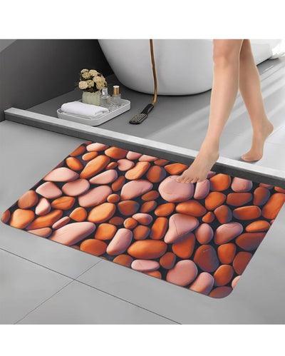 Earthy Pebbles Brown Rubber Bath Mats | Set of 2 | 23 x 15 inches