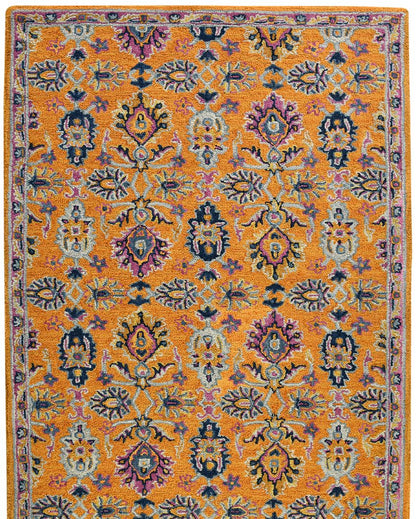 Orange Wool Boho Hand Tufted Carpet | 8x5 ft