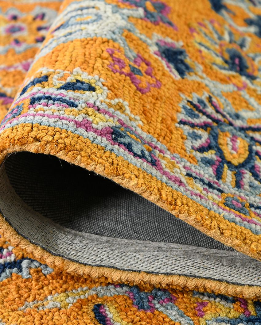 Orange Wool Boho Hand Tufted Carpet | 8x5 ft