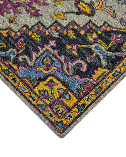 Ivory Wool Boho Hand Tufted Carpet | 8x5 ft