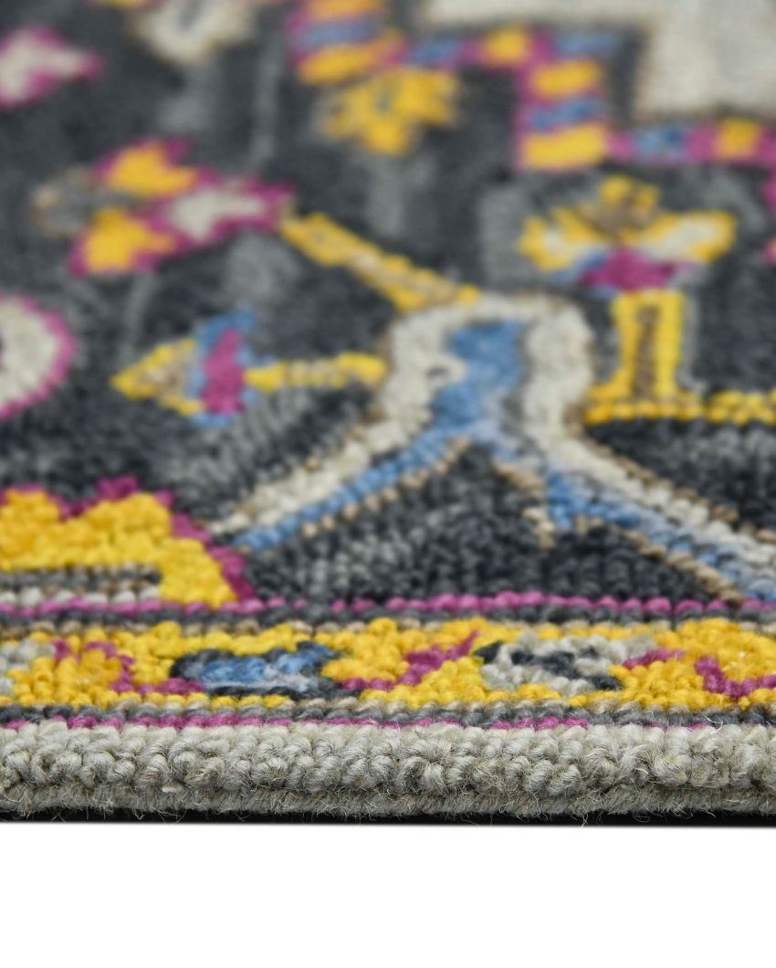 Ivory Wool Boho Hand Tufted Carpet | 8x5 ft
