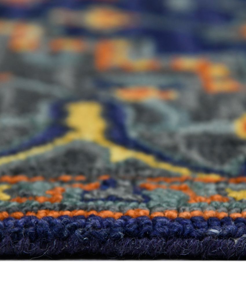 Blue Violet Wool Boho Hand Tufted Carpet | 8x5 ft