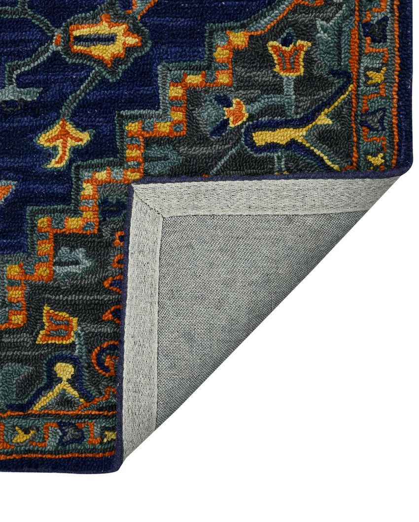 Blue Violet Wool Boho Hand Tufted Carpet | 8x5 ft