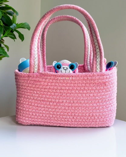 Blue & Pink Boho Cotton Basket | Set Of 2