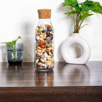 Premium Mix Multicolor Sea Shell Filled Glass Bottle Table Decoration | 4 x 11 inches