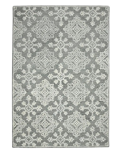 Light Grey Geometric Pattern Hand Tufted Carpet