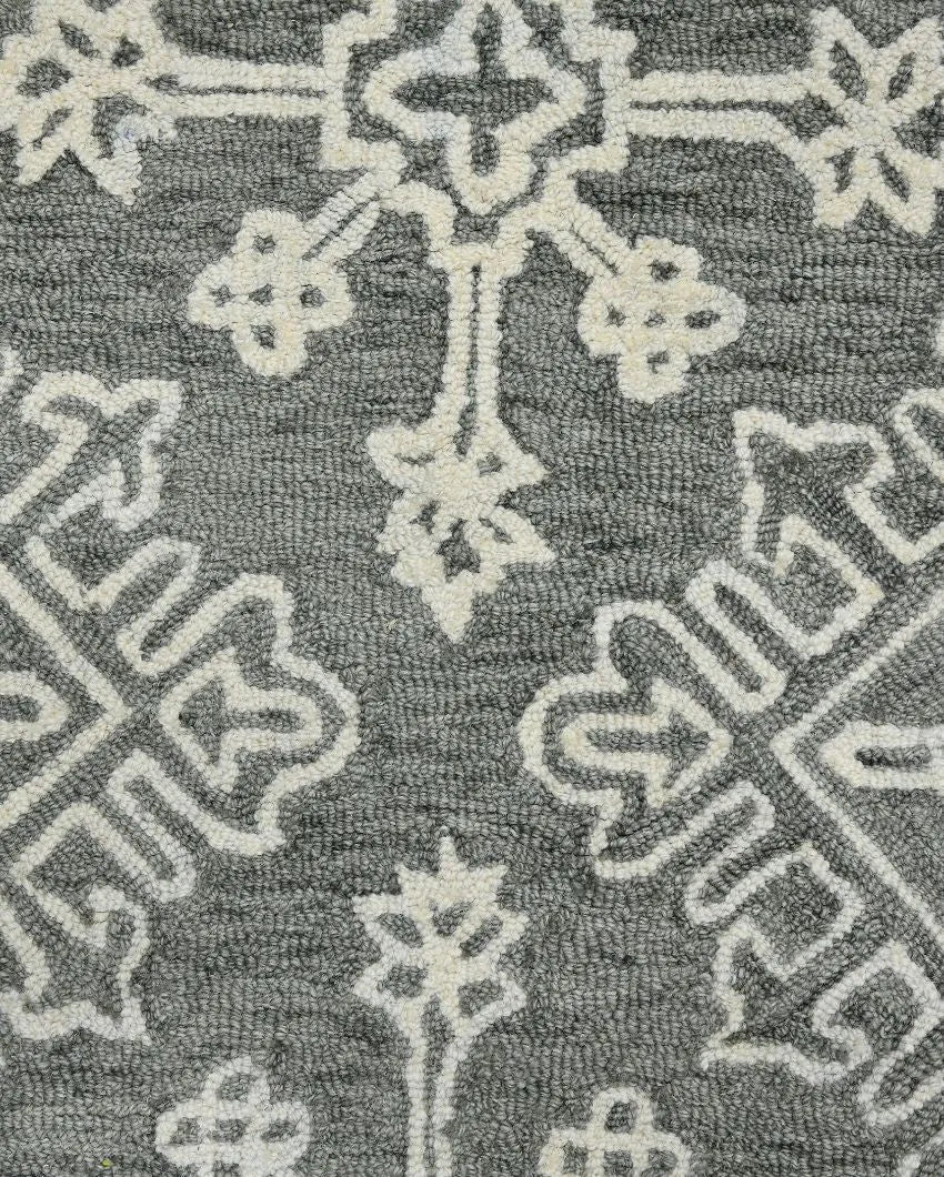 Light Grey Geometric Pattern Hand Tufted Carpet