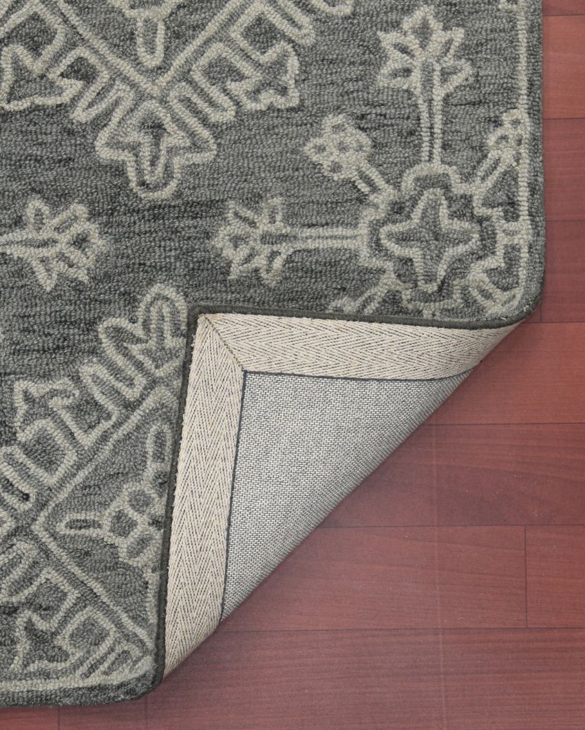 Boston Hand Tufted Wool Carpet | 6x4 ft Black