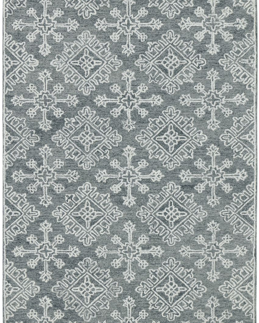 Graphite Wool Geometric Pattern Hand-Tufted Rug Carpet