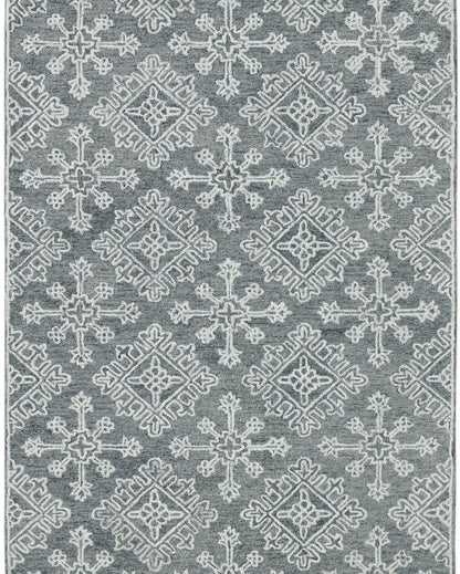 Graphite Wool Geometric Pattern Hand-Tufted Rug Carpet