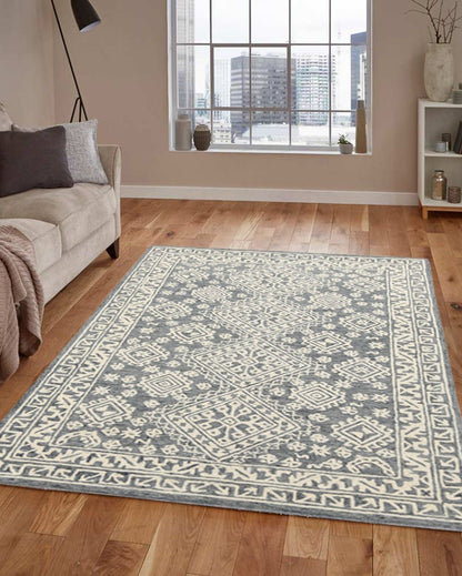 Slate Gray Wool Boston Hand Tufted Carpet | 6x4 ft