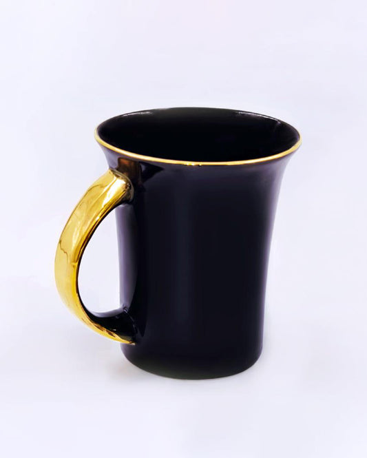 Black Muddy Gold Line Bone China Coffee Mug | 250 ml