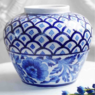 Cerulean Handpainted Ceramic Vase Default Title