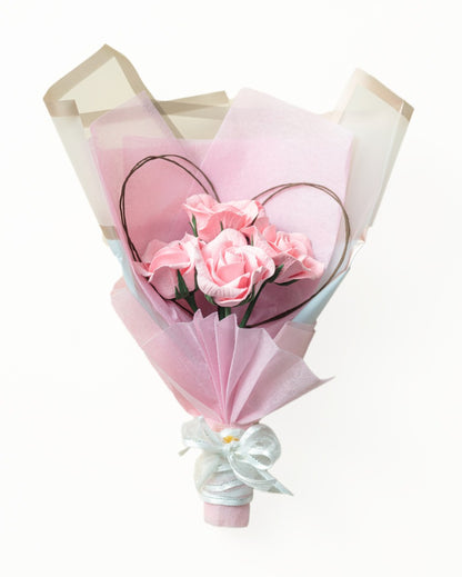 Handcrafted Pink Rose Bouquet | 10 x 7 x 3 inches