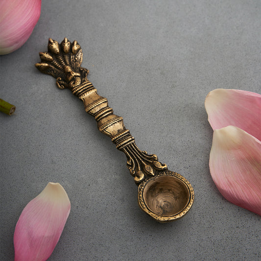 Brass Sheshnag Design Hawan Spoon for Pouring Ghee In Hawan Kund Default Title