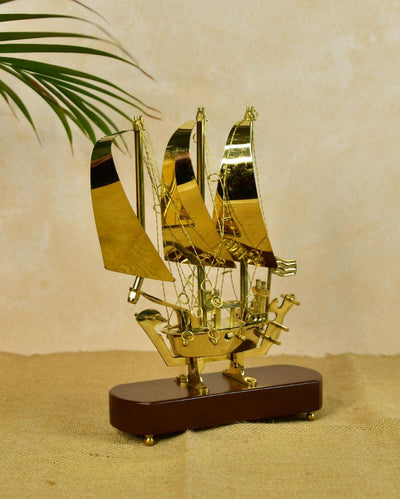 Classic Brass Ship Showpiece | 7 x 3 x 10 inches